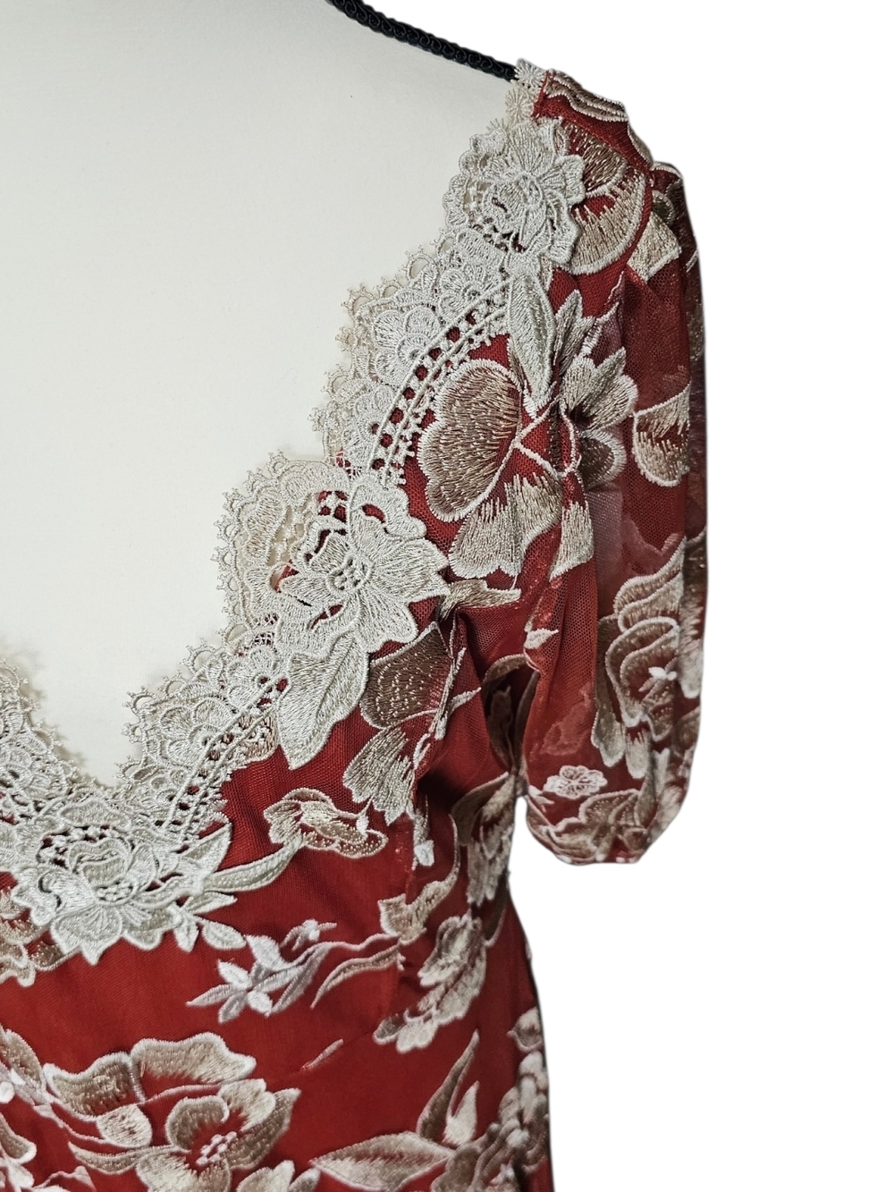 Joyfolie Maxi Dress with Cream Roses In Cinnamon - Picture 5 of 11